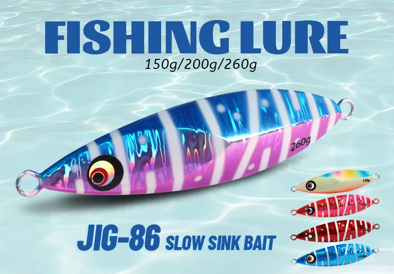 150g Slow Fall Sinking Jigging Lures Twin Assist Hooks Luminous ABS Pencil Lure - view 9