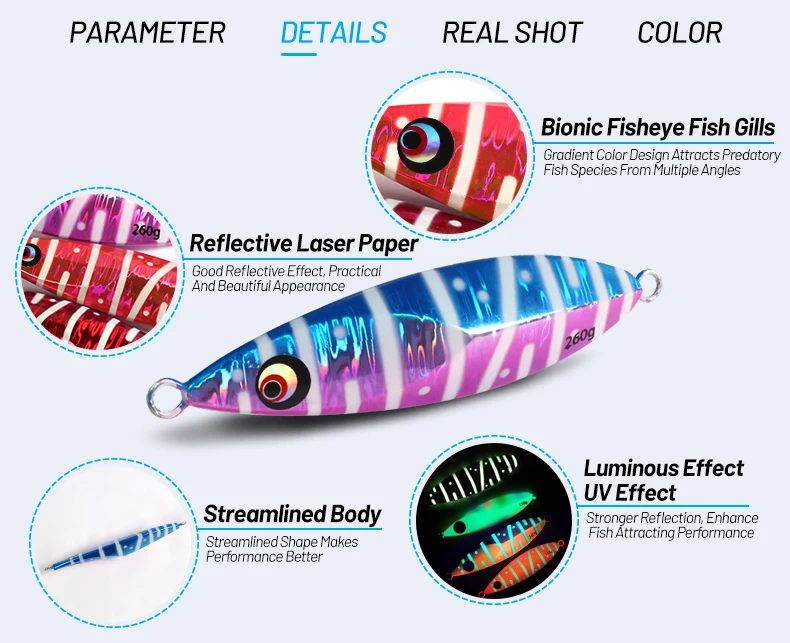 150g Slow Fall Sinking Jigging Lures Twin Assist Hooks Luminous ABS Pencil Lure - view 10