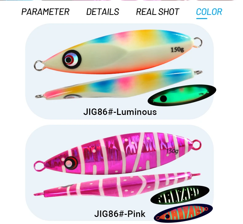 150g Slow Fall Sinking Jigging Lures Twin Assist Hooks Luminous ABS Pencil Lure - view 18