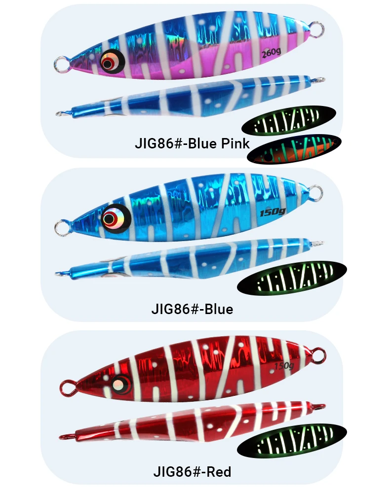 150g Slow Fall Sinking Jigging Lures Twin Assist Hooks Luminous ABS Pencil Lure - view 19