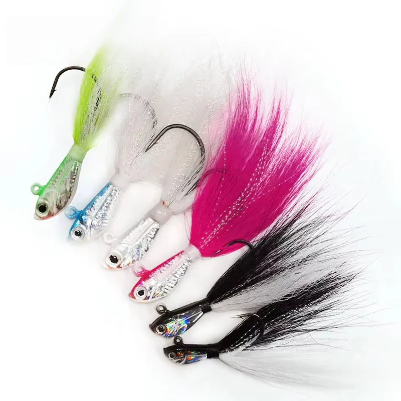 Wholesale 1oz Jig Head Bucktail Fishing Lures Black White ABS Pencil Lure - view 11