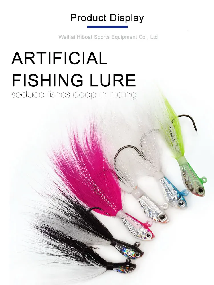 Wholesale 1oz Jig Head Bucktail Fishing Lures Black White ABS Pencil Lure - view 2