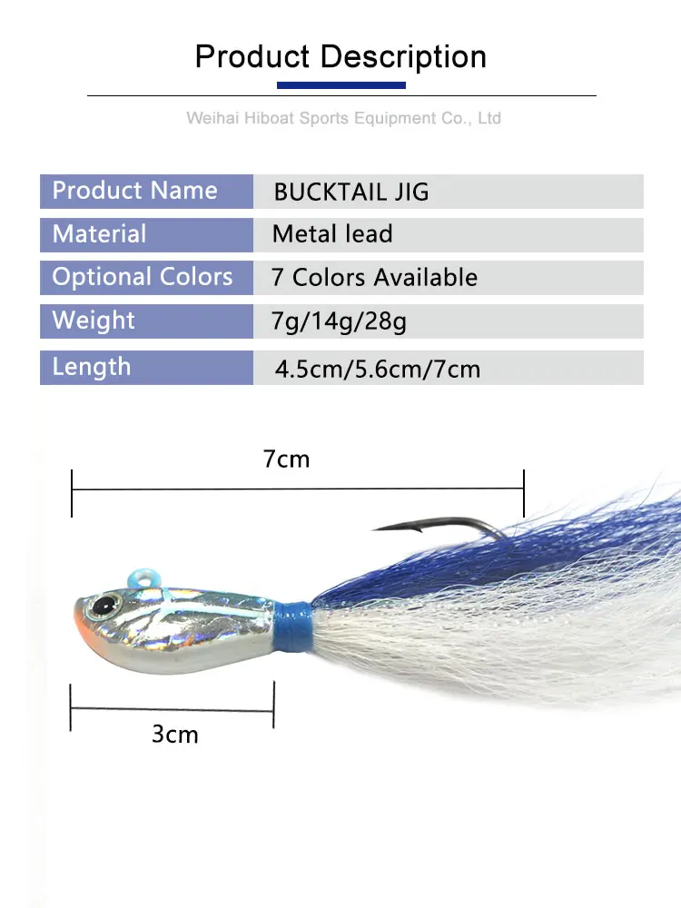 Wholesale 1oz Jig Head Bucktail Fishing Lures Black White ABS Pencil Lure - view 3