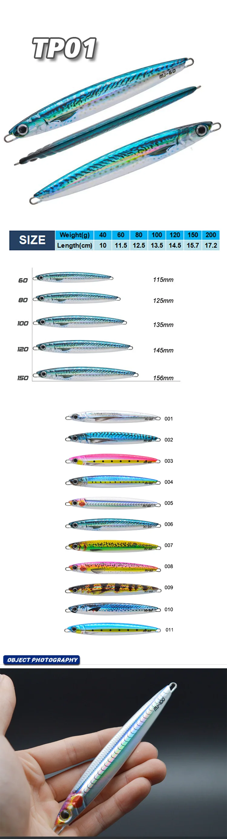 XUHANG TP01 Metal Slow Jig Fishing Lure Lead Fall Jigging for ABS Pencil Lure - view 12