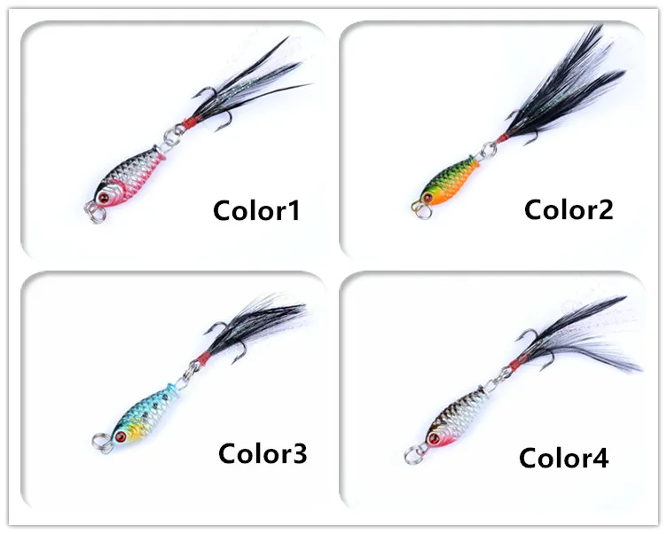 Mini Metal Fishing Jig Lure 5g 3D Eyes Original Lead with Feather ABS Pencil Lure - view 9