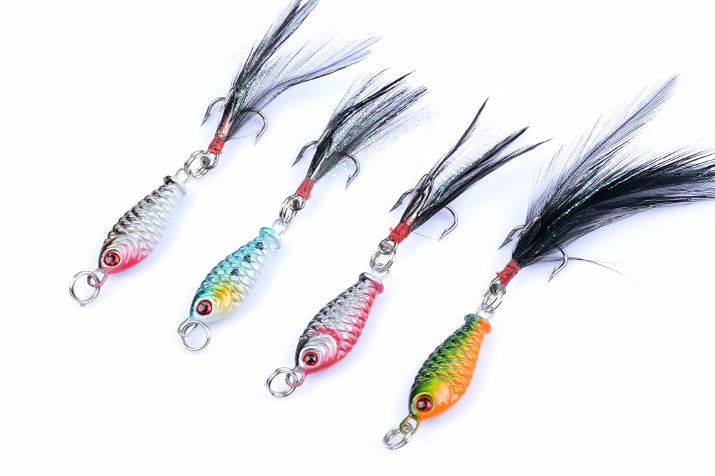 Mini Metal Fishing Jig Lure 5g 3D Eyes Original Lead with Feather ABS Pencil Lure - view 2