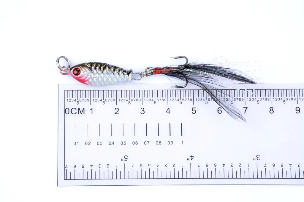Mini Metal Fishing Jig Lure 5g 3D Eyes Original Lead with Feather ABS Pencil Lure - view 3