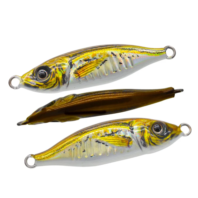 3D Printed Metal Barracuda Dying Fish UV Glow Jigging Lure for