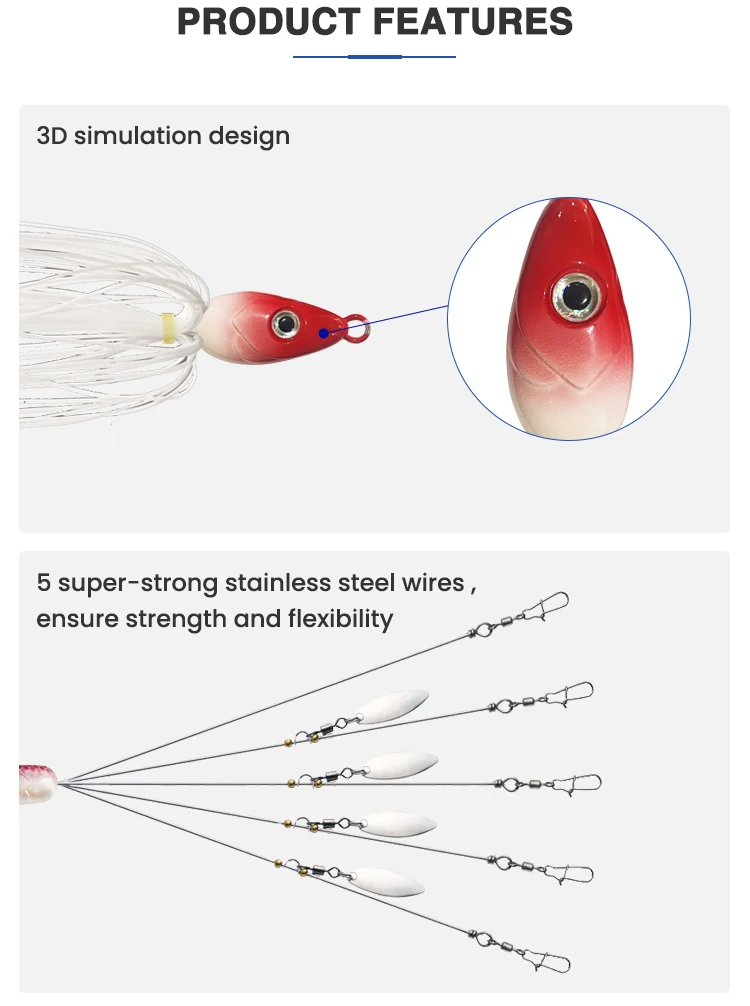 Cheery Wholesale Saltwater Salmon Aluminum Multi-Blade Umbrella Metal Jig ABS Pencil Lure - view 5