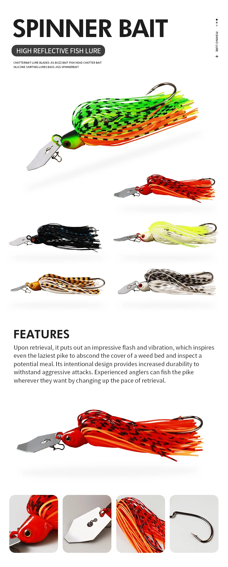 Palmer 100mm 17g Chatterbait Fishing Lure Bladed Jig Buzz Bait ABS Pencil Lure - view 1