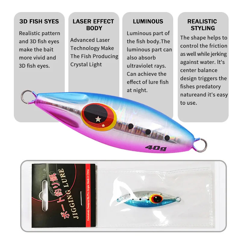 CHEERY 30g-120g Saltwater Metal Jig Lures Peche Fishing Slow ABS Pencil Lure - view 12