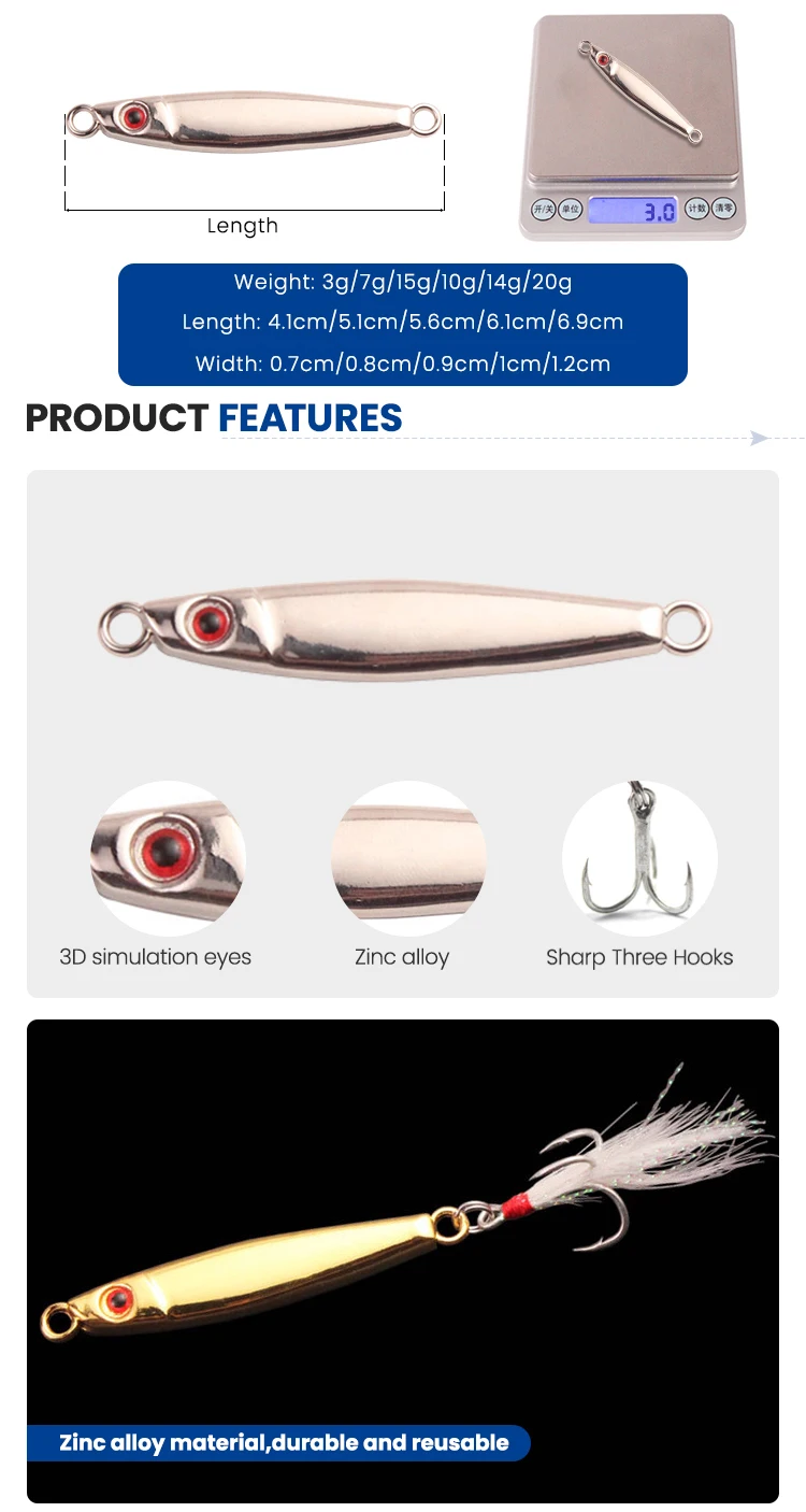 High Quality Zinc Alloy Iron Plate Fish Jig Lure Metal Hard Bait ABS Pencil Lure - view 11