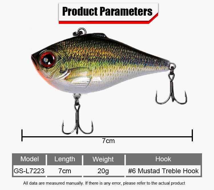 GS High Quality 7cm 20g Vib Fishing Lures Hard Bait Lure Crank ABS Pencil Lure - view 1