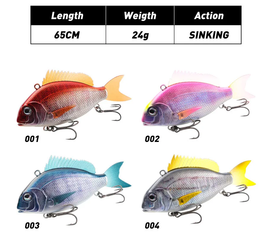 Cheery 65mm 24g Plastic Hard VIB Charikom 3D Printing Seabass Metal Jig ABS Pencil Lure - view 11