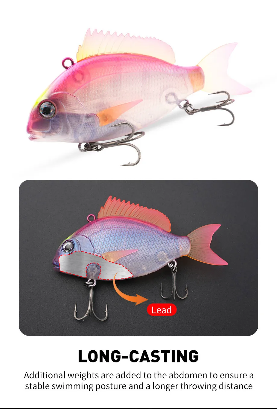 Cheery 65mm 24g Plastic Hard VIB Charikom 3D Printing Seabass Metal Jig ABS Pencil Lure - view 16