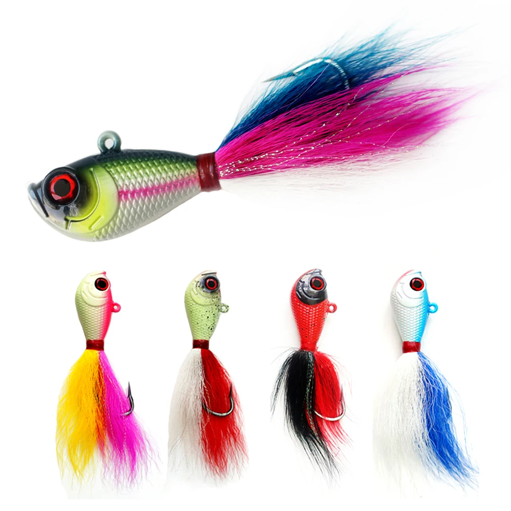 2oz 56G Tackle Mylar Series Bucktails Pearl White Metal Jig Head ABS Pencil Lure - view 1