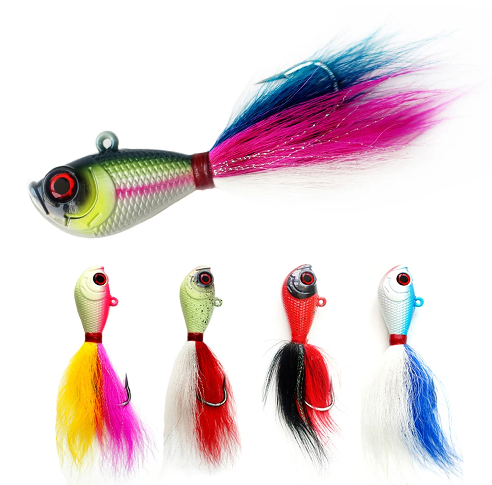 2oz 56G Tackle Mylar Series Bucktails Pearl White Metal Jig Head ABS Pencil Lure - view 5