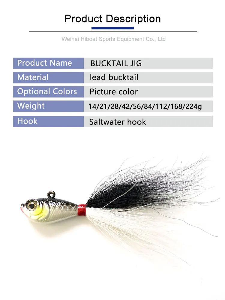 Jig Head Lead Bucktail 84g Hand Tied with Mylar Accents Super ABS Pencil Lure - view 14