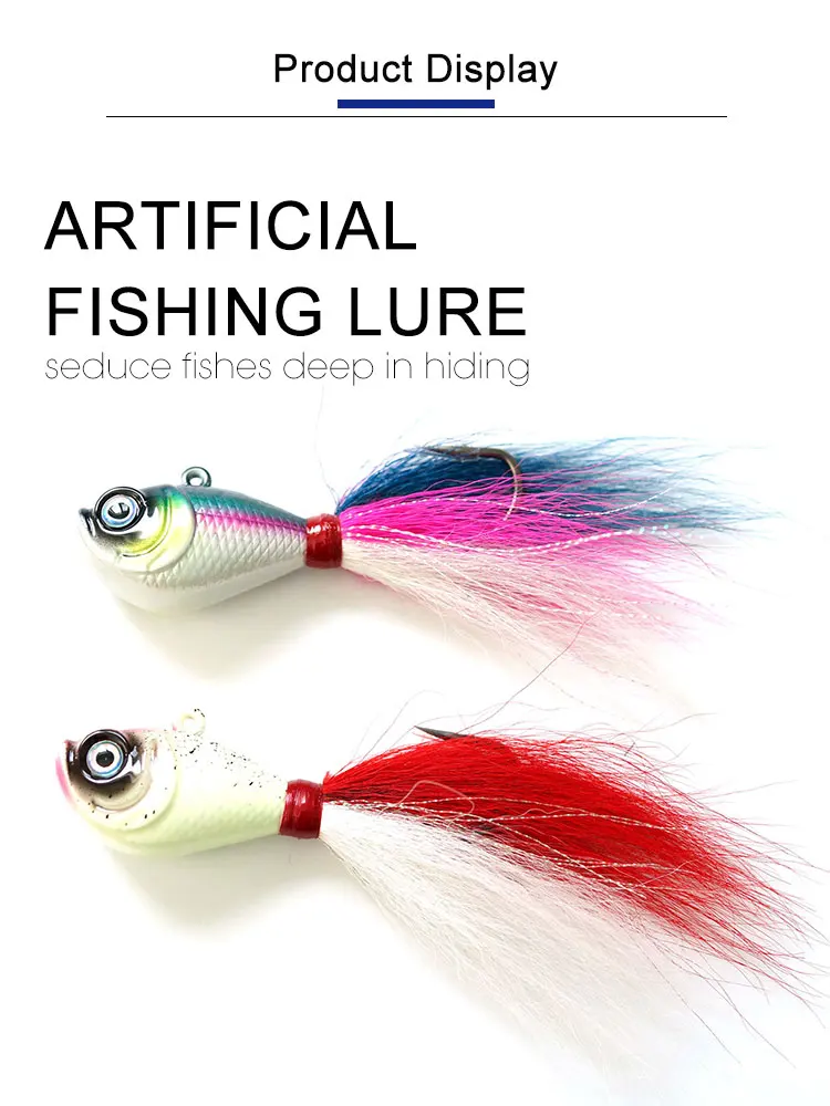 Jig Head Lead Bucktail 84g Hand Tied with Mylar Accents Super ABS Pencil Lure - view 2