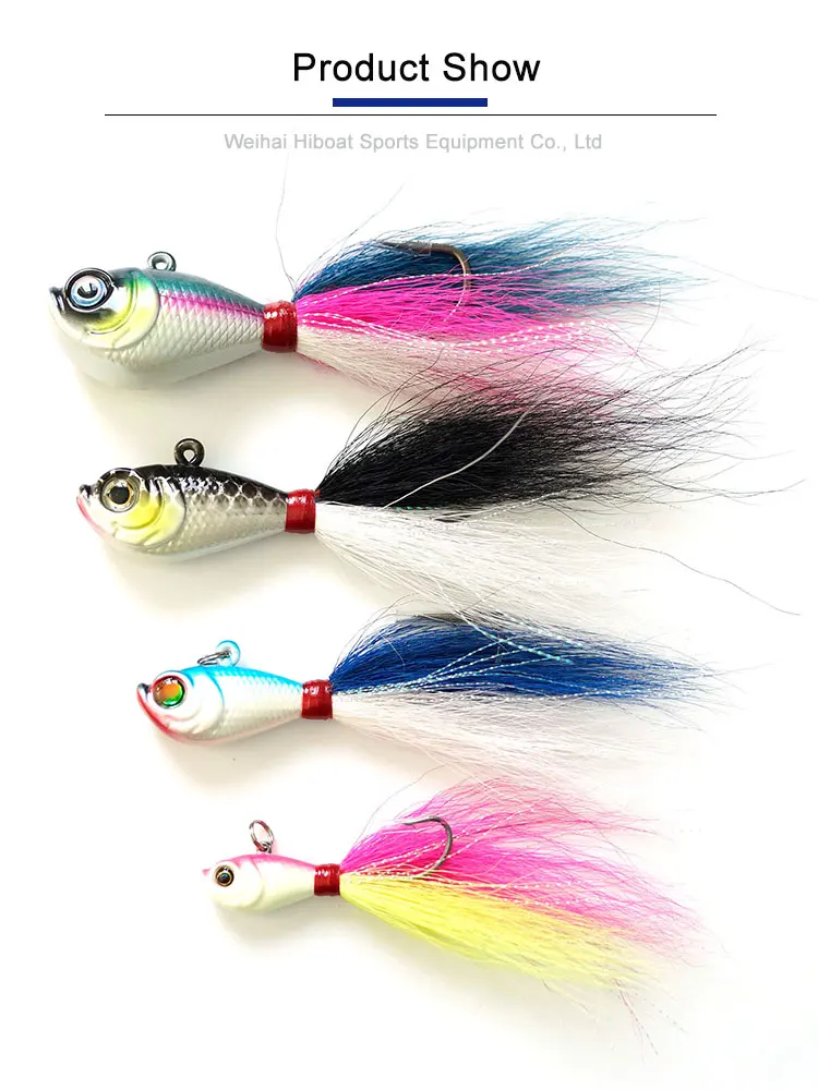 Jig Head Lead Bucktail 84g Hand Tied with Mylar Accents Super ABS Pencil Lure - view 5