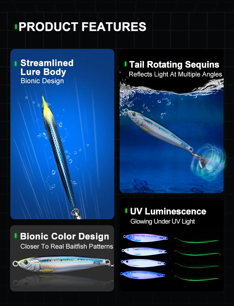 CHEERY 40g 60g 80g Saltwater Fishing Metal Jigging Bait Fast ABS Pencil Lure - view 5