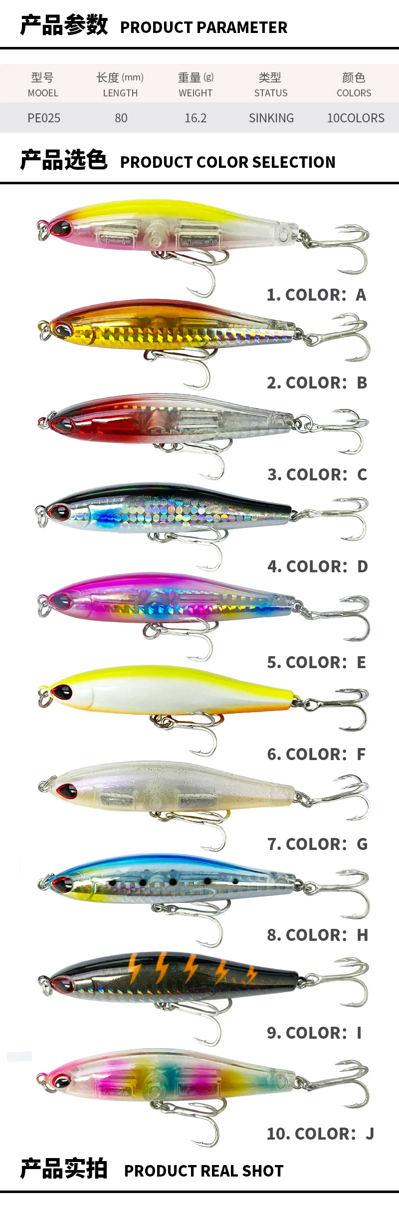 Fishing Lures Set Mixed Including Minnow Popper Crank Baits with ABS Pencil Lure - view 12