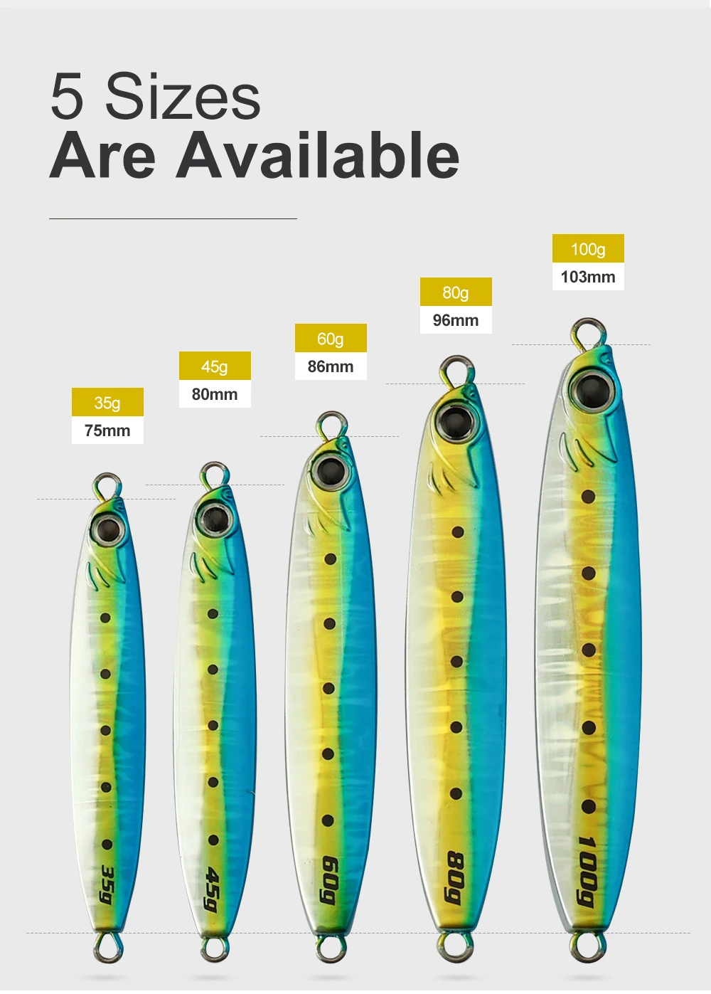 CHEERY Metal Jigging Lures Isca 35g 45g 60g 80g 100g Fishing Lead ABS Pencil Lure - view 7