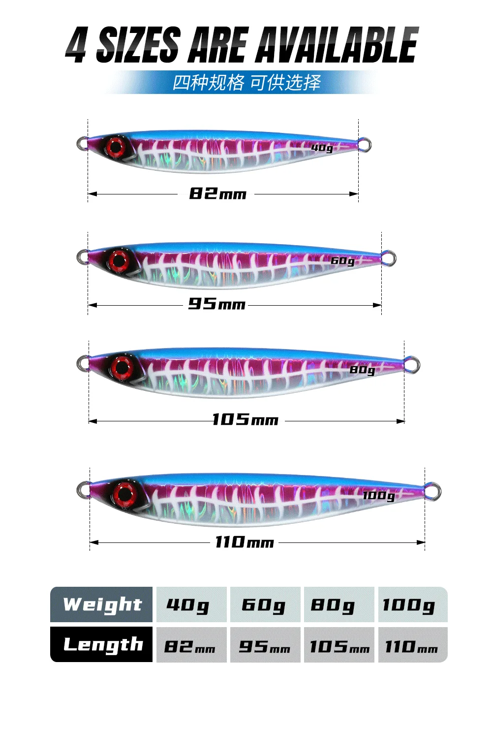 Jigging Pro Luminous Lure 40g 60g 80g 100g Shore Jig for Mackerel ABS Pencil Lure - view 9