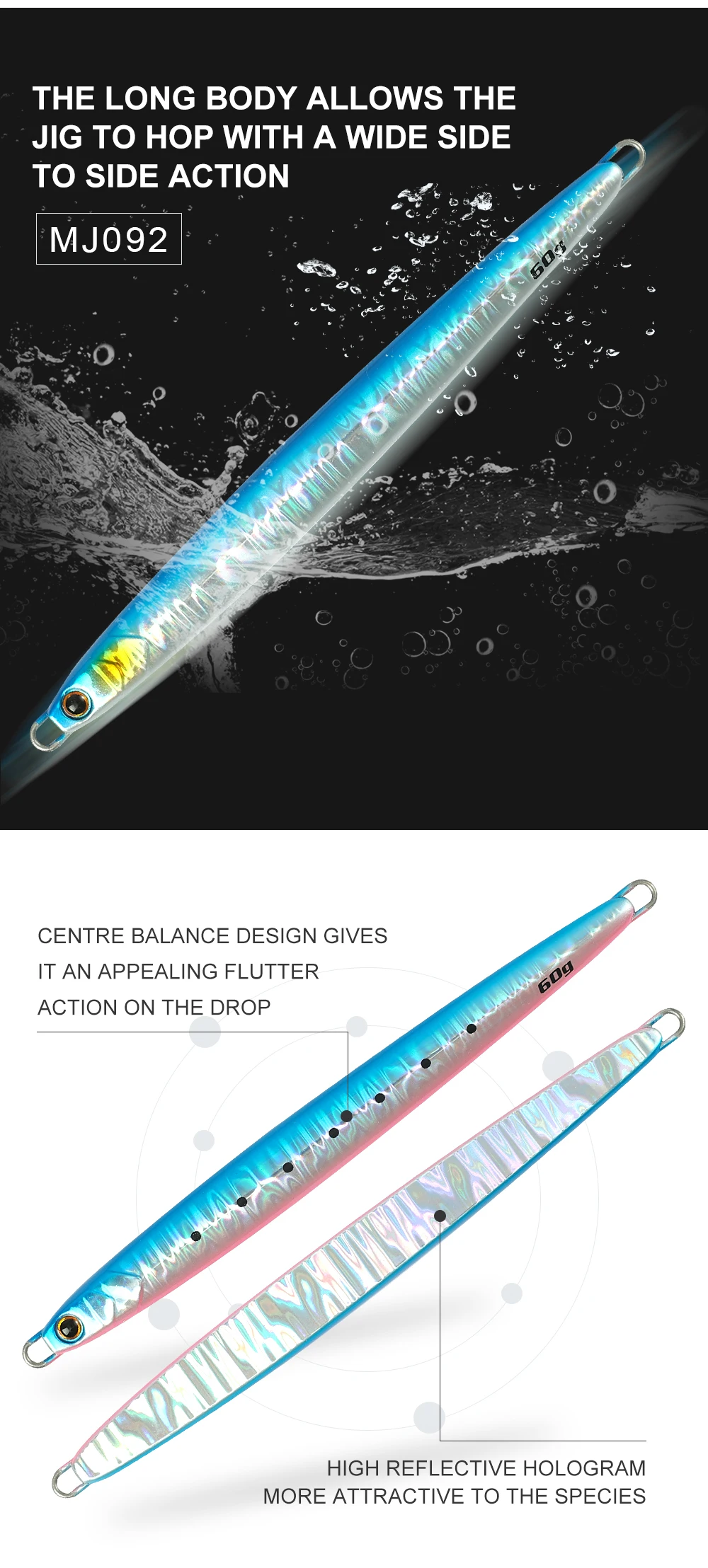 Cheery 60g/80g Glow-in-the-Dark Fast-Jigging Metal Jig Lure (No ABS Pencil Lure - view 8