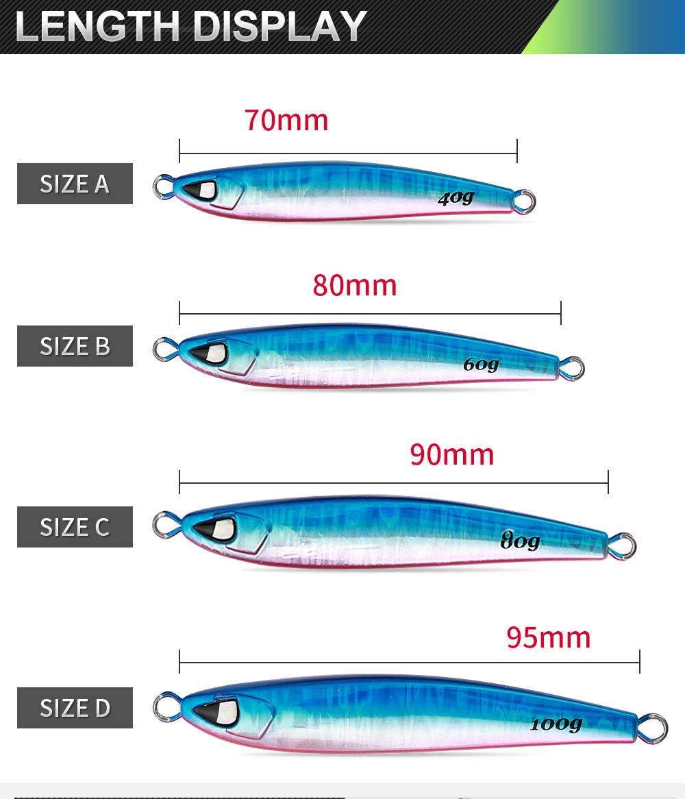 CASTFUN Casting Shore 40g 60g 80g 100g Hard Lead Lure Tuna ABS Pencil Lure - view 13