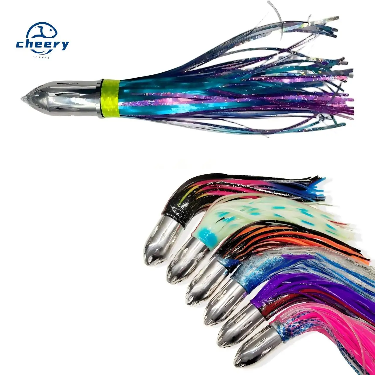 CHEERY Jet Head Trolling Squid Octopus Skirt Metal Lure Saltwater