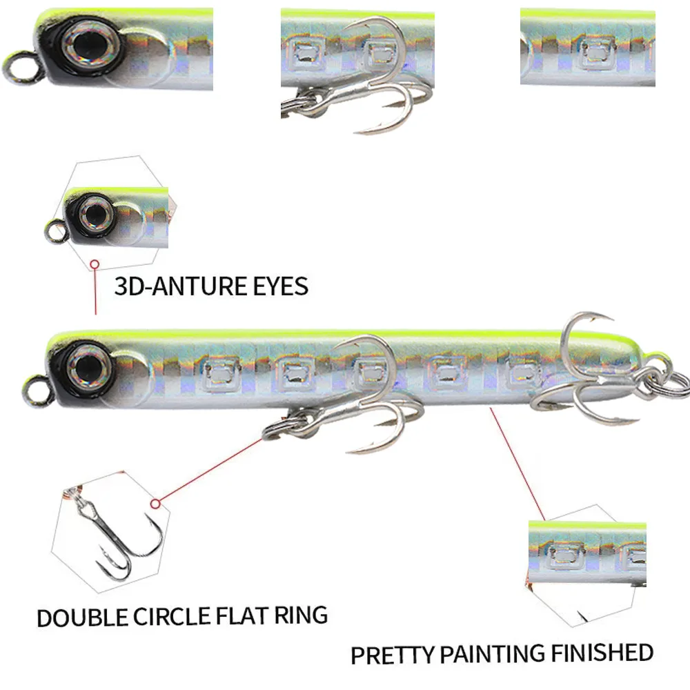 Wholesale 60mm Japanese Style Hard Plastic Fishing Bait 4.8g ABS Pencil Lure - view 12