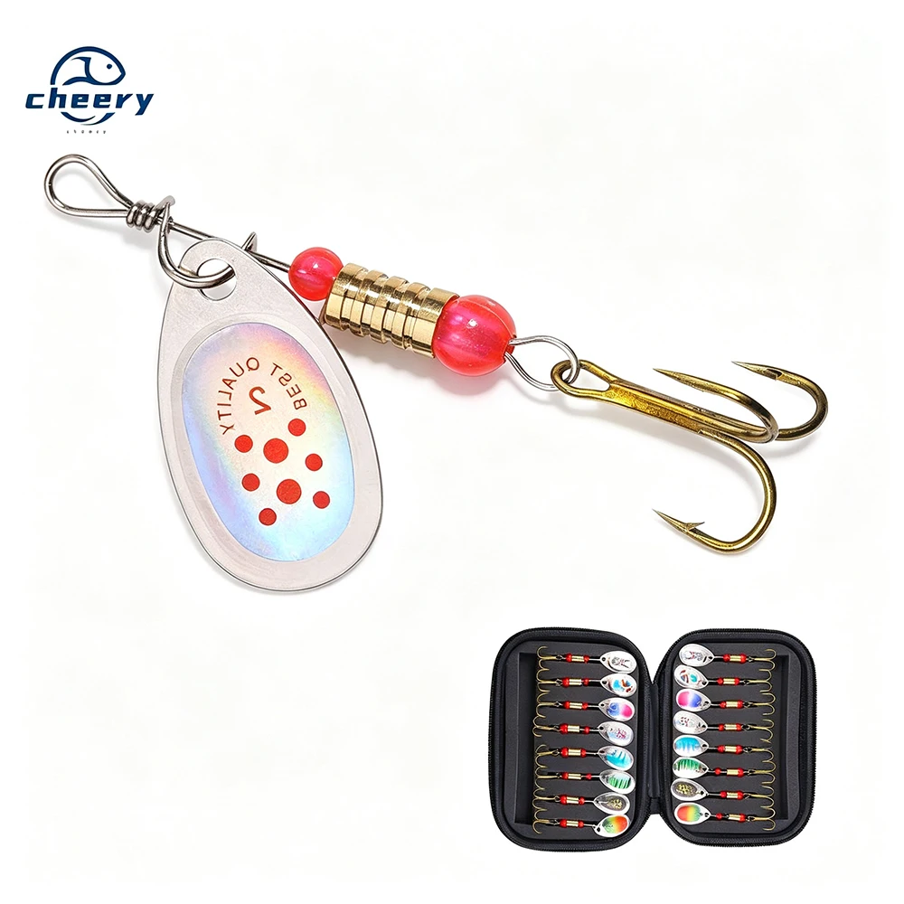 CHEERY 16pcs/bag Assorted Inline Spinner Lure Set with Storage