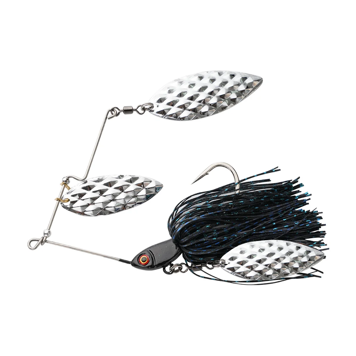 WEI 37g Composite Glitter Spinner Bait with Single Hook Barbed 3D