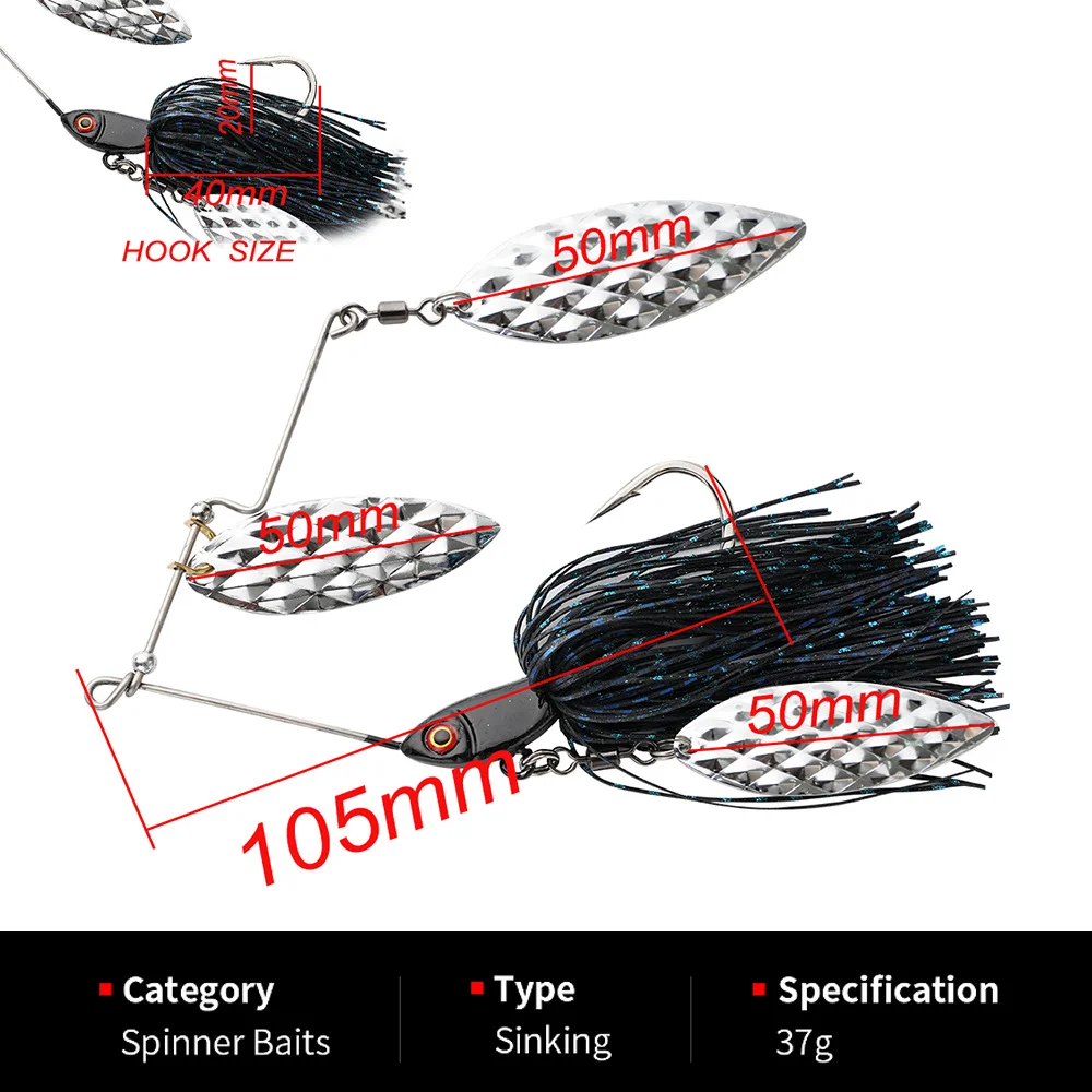 WEI 37g Composite Glitter Spinner Bait with Single Hook Barbed 3D ABS Pencil Lure - view 8