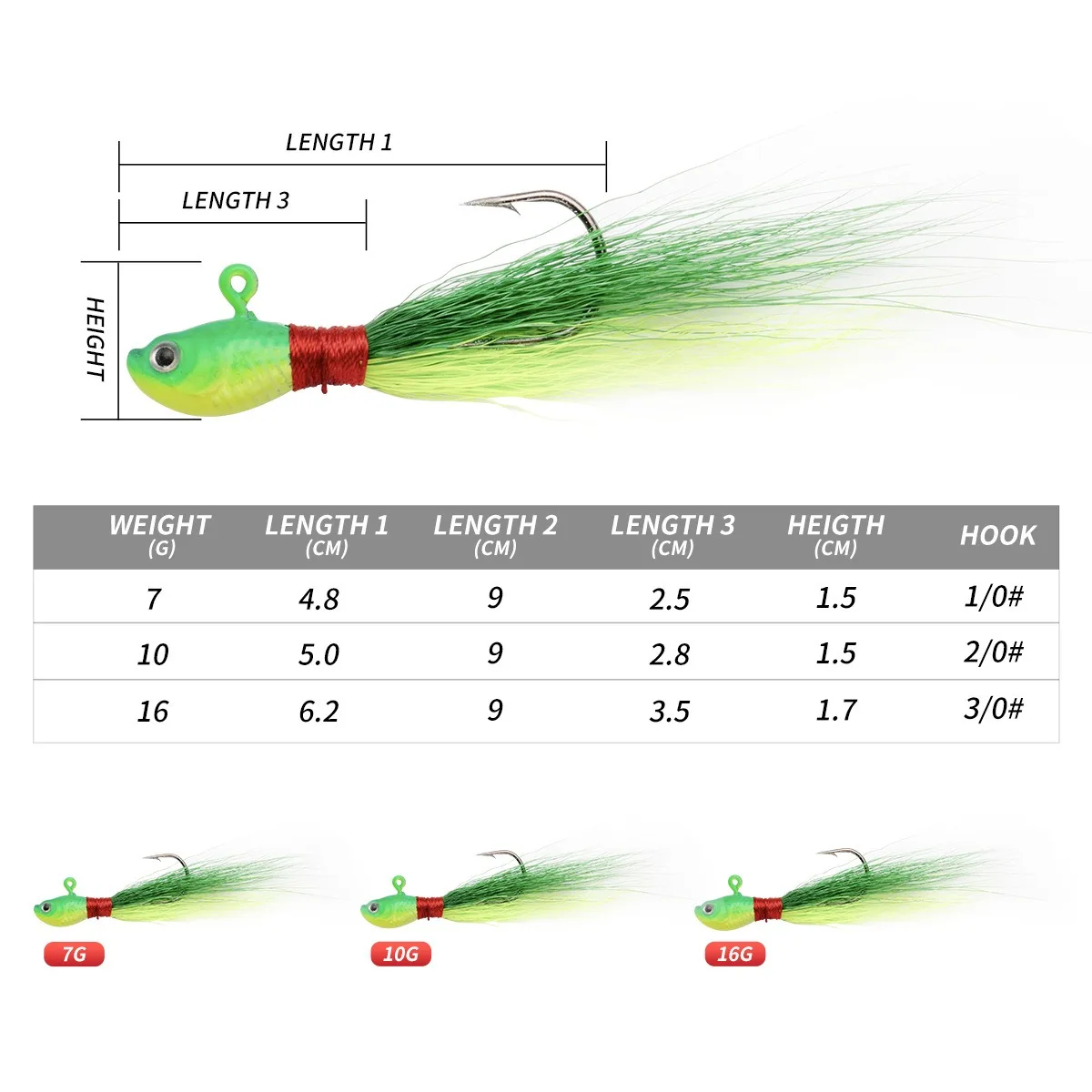CHEERY 7g 10g 16g Deer Hair Metal Jig Head Hook Lure Sturdy Bait ABS Pencil Lure - view 3