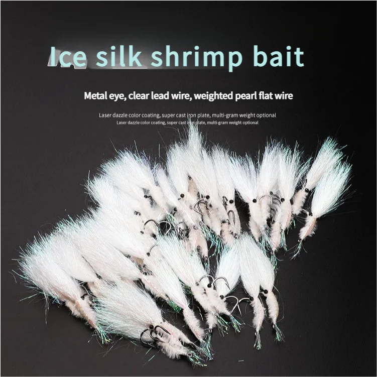Thick Ice Silk Colorful Flash Feather Ribbon Shrimp Hook Metal ABS Pencil Lure - view 4