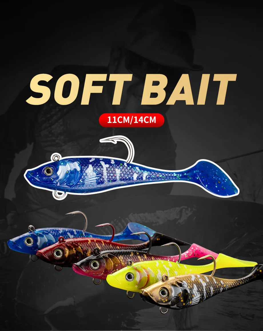 Runtoo 11cm 14cm Lead Rigged Soft Lure Jig Head T-Tail Trout ABS Pencil Lure - view 11