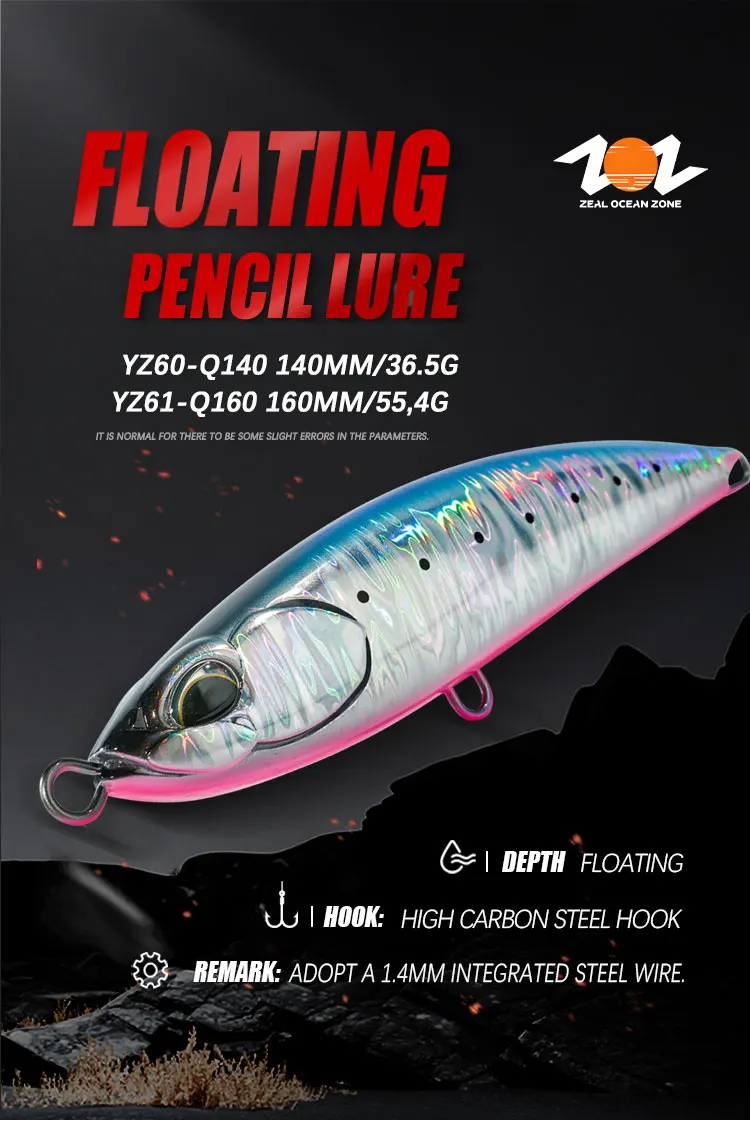 ZOZ Printed ABS Material Artificial Swim Bait Topwater Pencil ABS Pencil Lure - view 6