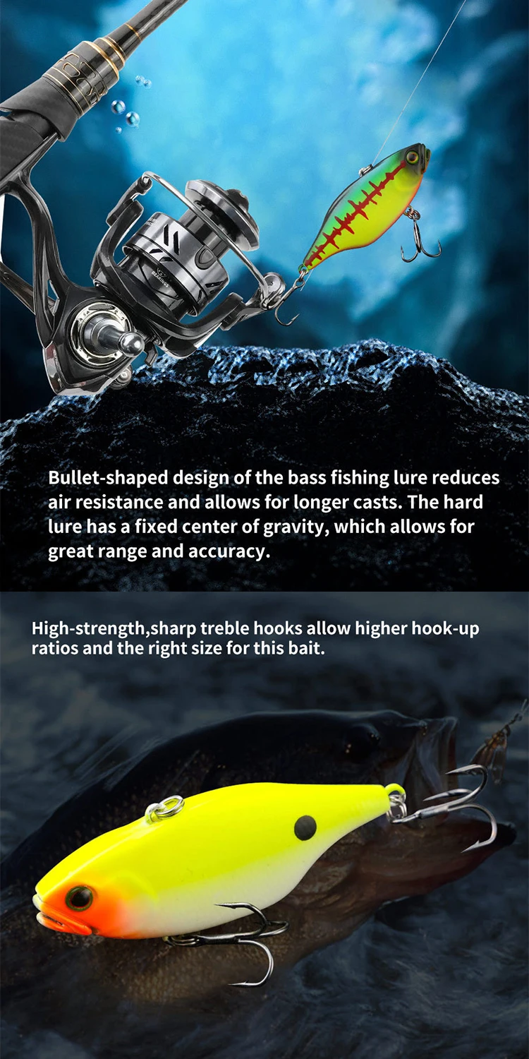 Cheery Vibe Lure Artificial 60mm Lipless Crankbait Sinking Vib ABS Pencil Lure - view 8