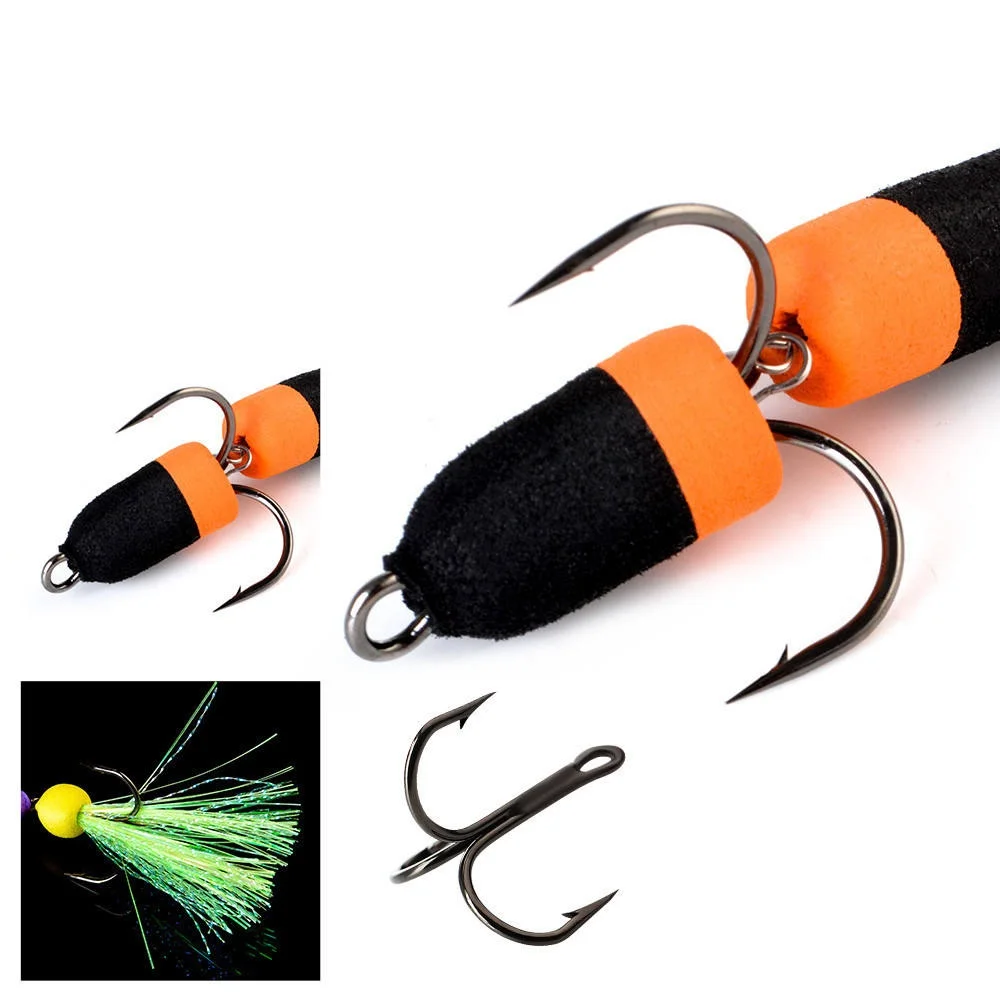 Cheery Floating Foam Bait Jig Hooks Three Anchor Barbed Bass