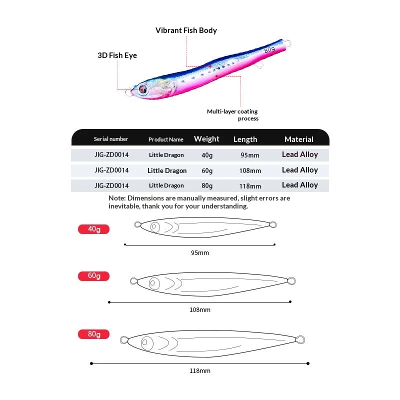 S-Type Metal Jig Bionic Lure Snake-Shaped Iron Plate Three Hooks ABS Pencil Lure - view 3