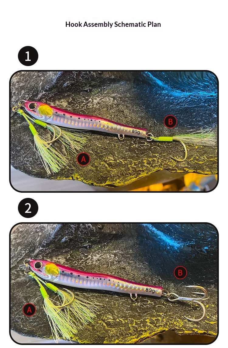 S-Type Metal Jig Bionic Lure Snake-Shaped Iron Plate Three Hooks ABS Pencil Lure - view 13