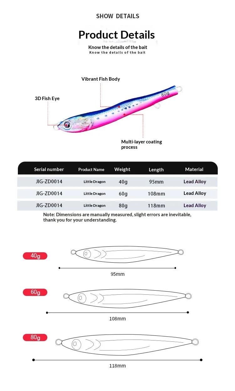 S-Type Metal Jig Bionic Lure Snake-Shaped Iron Plate Three Hooks ABS Pencil Lure - view 15