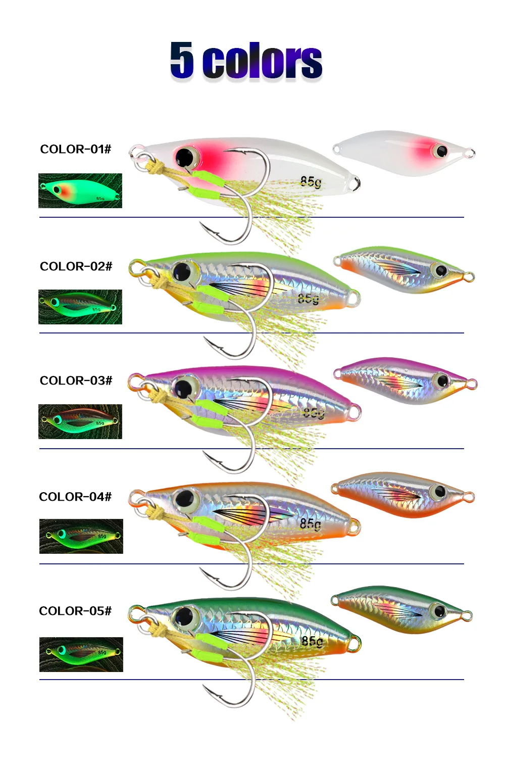 Cheery Colorful Luminous Metal Jig Lure with Hooks Artificial Sea ABS Pencil Lure - view 1