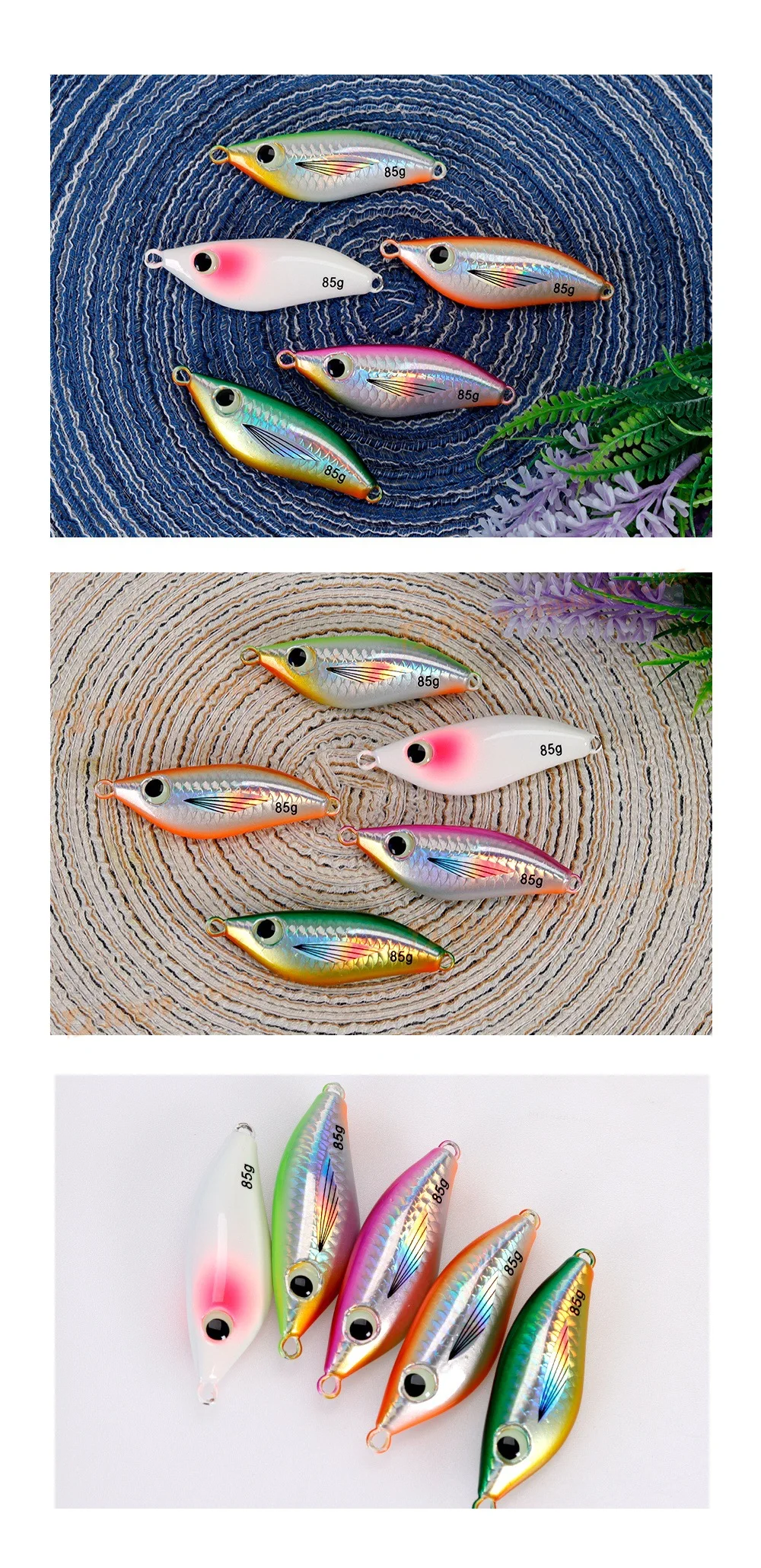 Cheery Colorful Luminous Metal Jig Lure with Hooks Artificial Sea ABS Pencil Lure - view 3
