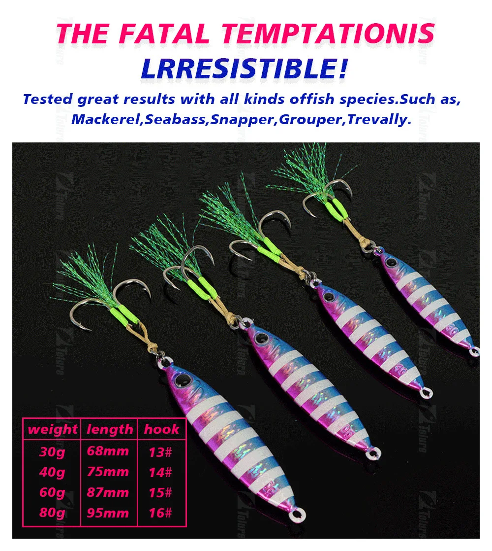 CHEERY 30g-80g Luminous Artificial Lead Metal Lure Jig Saltwater ABS Pencil Lure - view 7