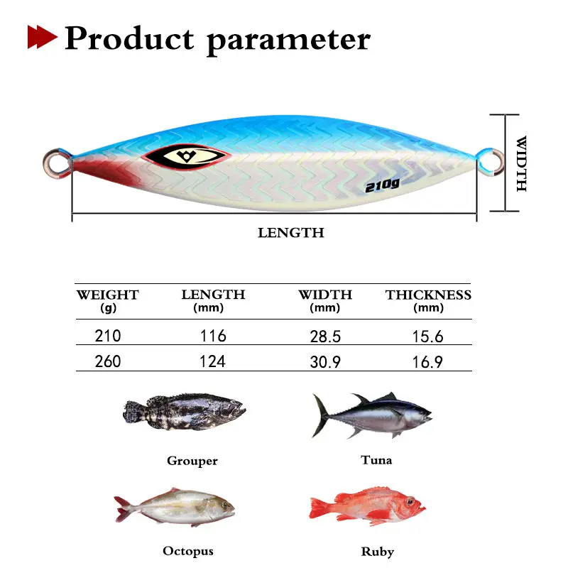 Funadaiko Custom 260g Lead Glow Jig Lures for Bass &amp; Marlin ABS Pencil Lure - view 2