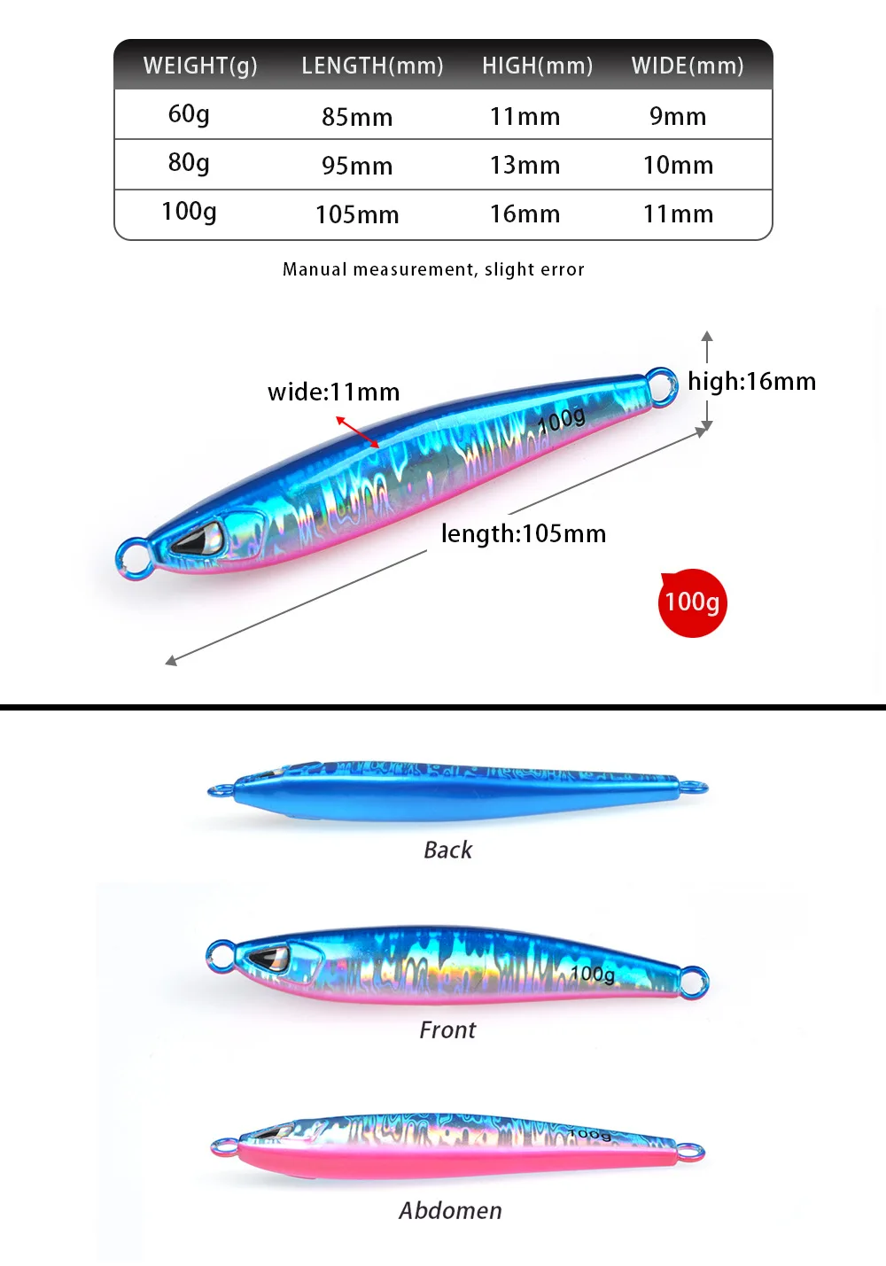 Cheery Lead Fish Lure Metal Plate Bait for Saltwater Sea Fishing ABS Pencil Lure - view 7