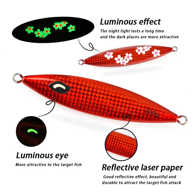 Deep-Sea Slow-Rolling Luminous Metal-Plate Laser Lure Bait 200g ABS Pencil Lure - view 12